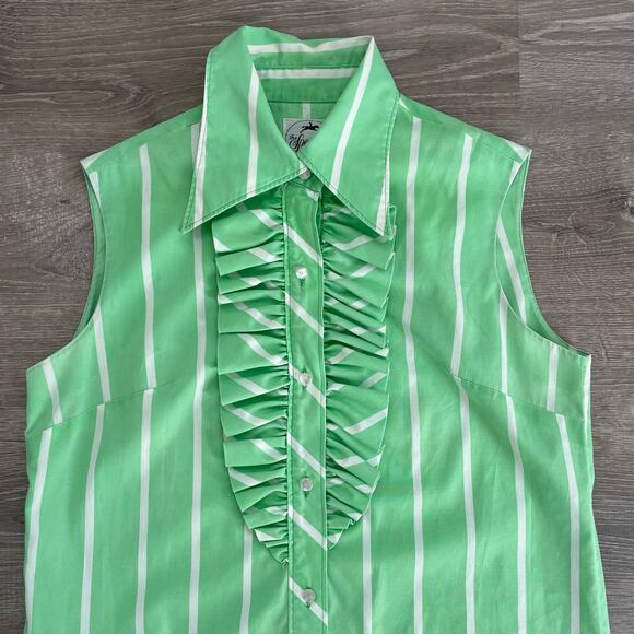 Vintage 60s Mod Neon Green Striped Tuxedo Dress / The Spectator / Sz M / Retro - Picture 7 of 8
